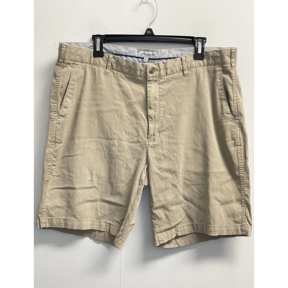 Peter Millar Shorts Mens 38 Beige Chino Golf Stretch 9" Inseam Crown Logo - Picture 2 of 9